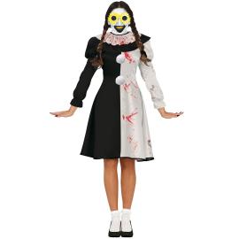 Skr&auml;ckclown Maskeraddr&auml;kt Svart/Vit