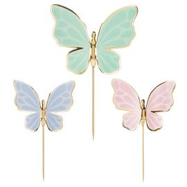 Cake Toppers Fjärilar Färgmix 9-pack
