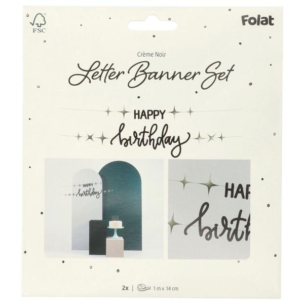 Bokstavsgirlang Happy Birthday Svart