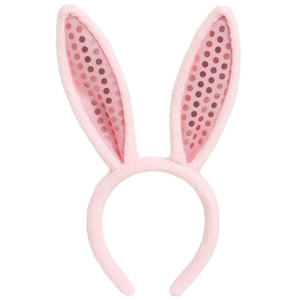 Kaninöron Diadem med Paljetter Rosa