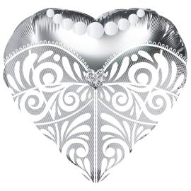 Folieballong Br&ouml;llopskl&auml;nning Silver 45 cm