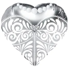 Folieballong Br&ouml;llopskl&auml;nning Silver 45 cm