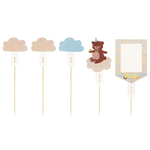 Cake Toppers Teddybjörn 1 år 5-pack