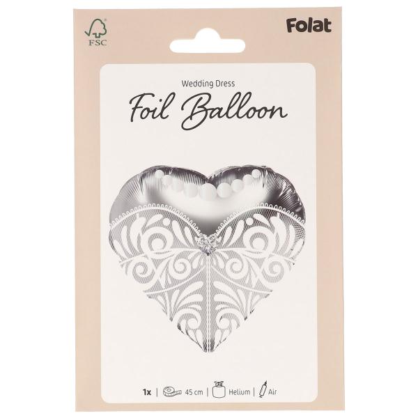Folieballong Bröllopsklänning Silver 45 cm