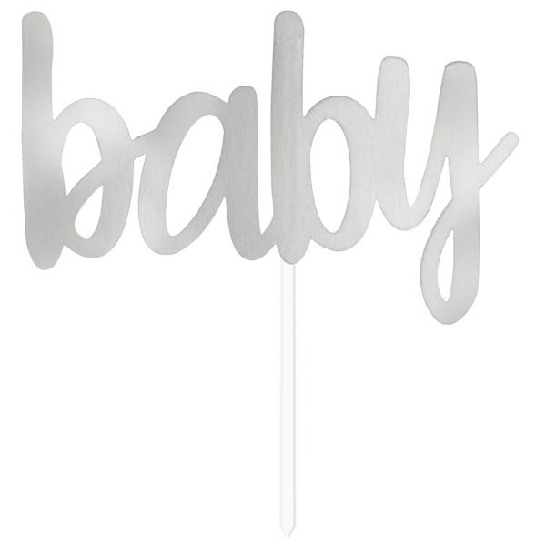 Tårtdekoration Baby Silver