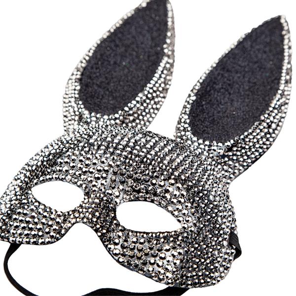Kanin Halvmask med Strass