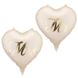 Mr & Mrs Folieballonger Hj&auml;rta 2-pack