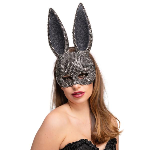 Kanin Halvmask med Strass
