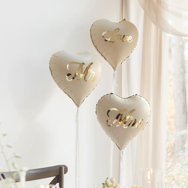 Mr & Mrs Folieballonger Hjärta 2-pack