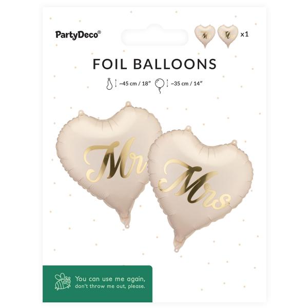 Mr & Mrs Folieballonger Hjärta 2-pack