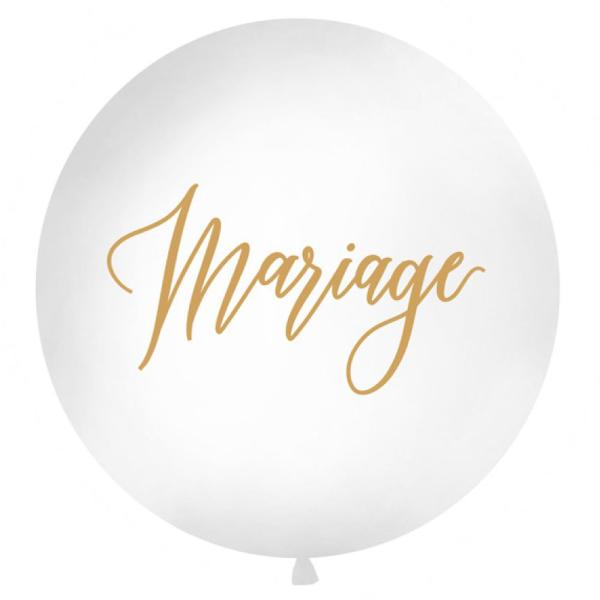 Mariage Gigantisk Latexballong Vit och Guld