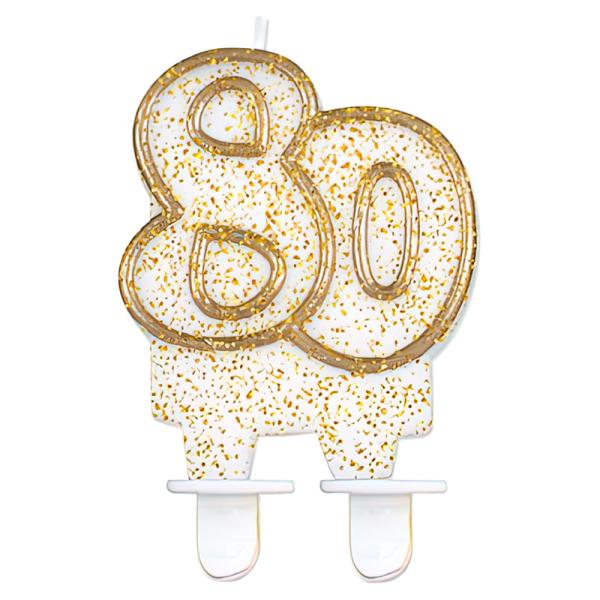 Tårtljus 80 år Glitter