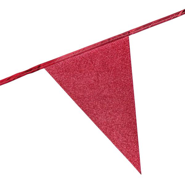 Flaggirlang Glitter Röd