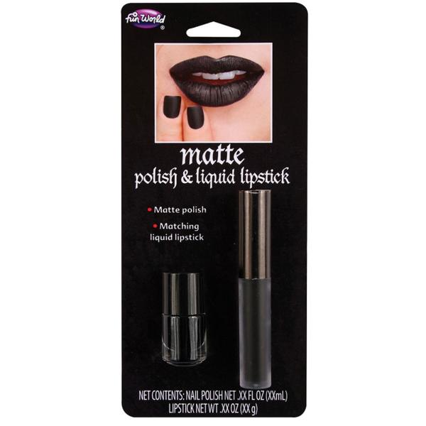 Matt Svart Läppstift och Nagellack