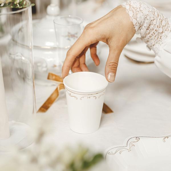 Pappersmuggar Ornament Guld/Vit 22 cl 6-pack