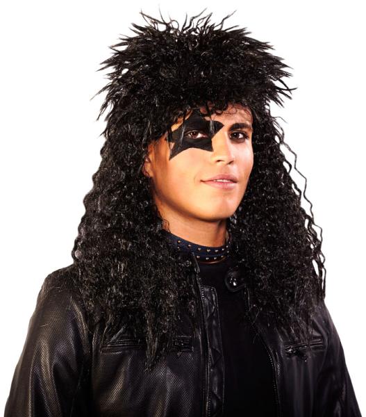 80-tals Kiss Peruk Svart