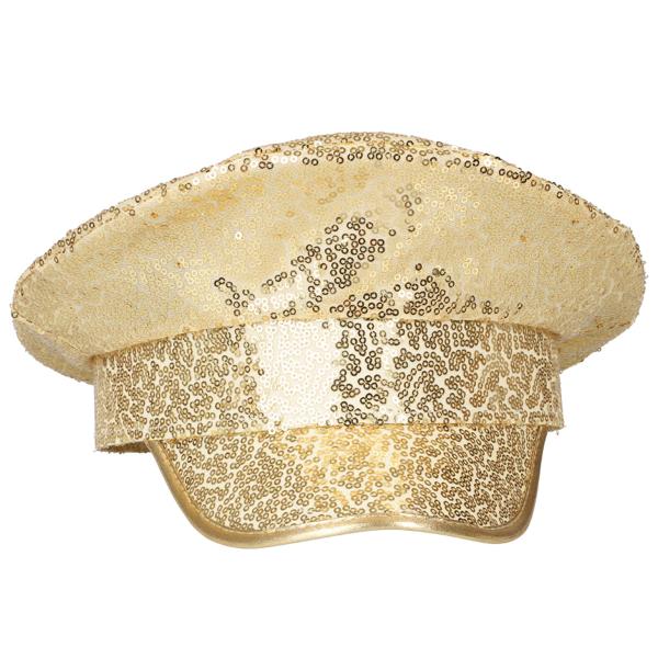 Kaptensmössa med Paljetter Guld