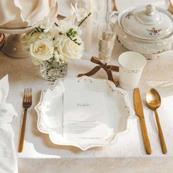 Pappersmuggar Ornament Guld/Vit 22 cl 6-pack