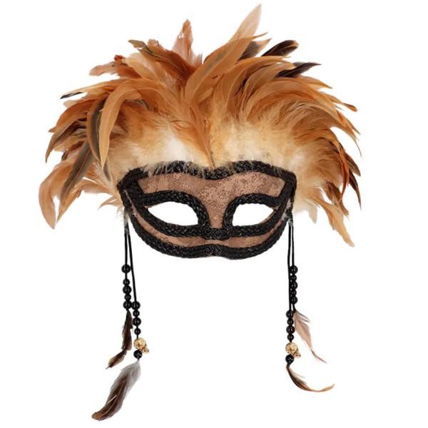 Voodoo Halfmask med Fjädrar