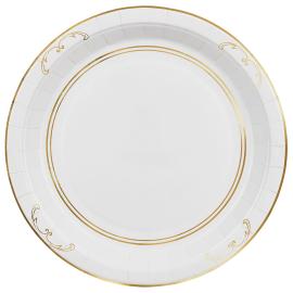 Papperstallrikar Ornament Guld/Vit 23 cm 6-pack