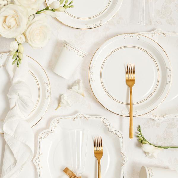 Pappersmuggar Ornament Guld/Vit 22 cl 6-pack