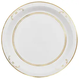 Papperstallrikar Ornament Guld/Vit 23 cm 6-pack