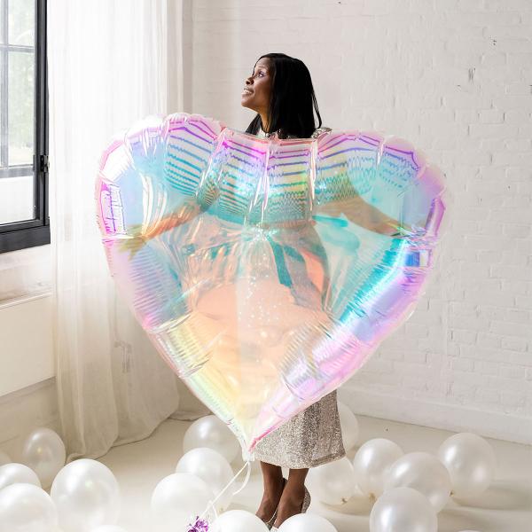 Folieballong Hjärta XXL Iridescent 103 x 107 cm