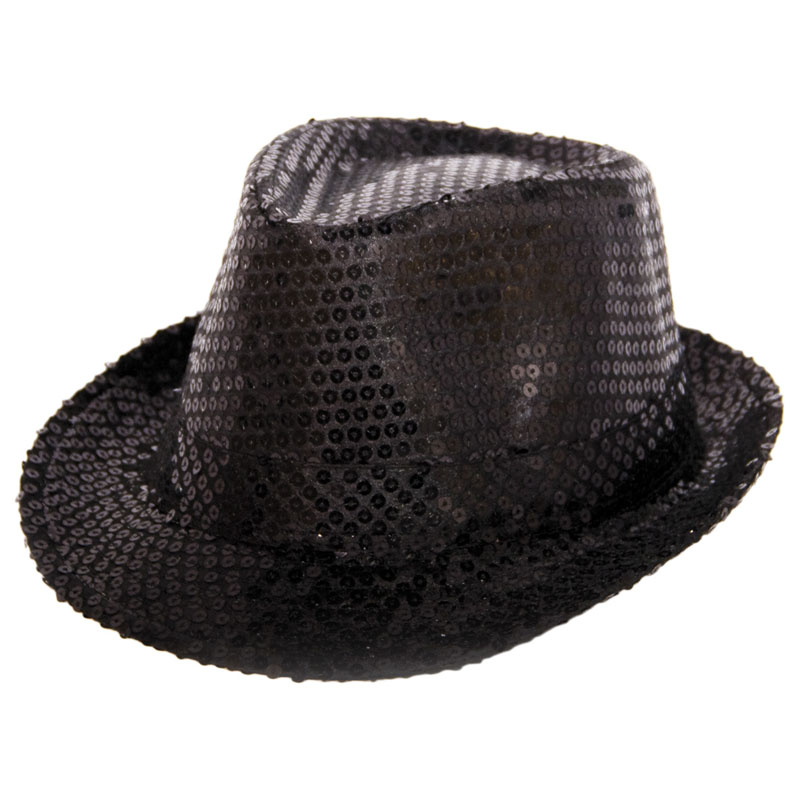 Trilby Hatt Svarta Paljetter