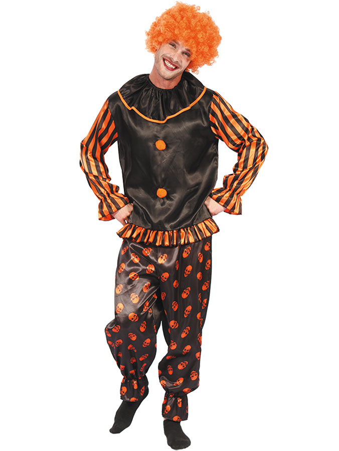 Lustig Clowndräkt Svart/Orange