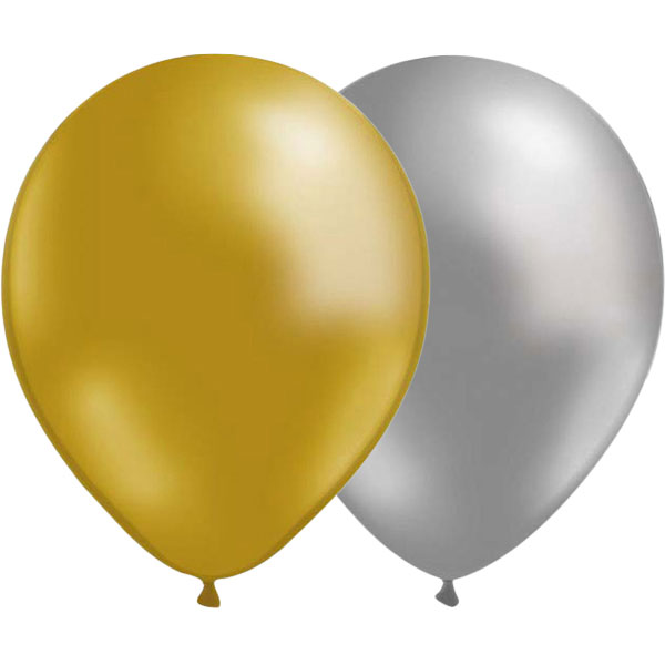 Ballonger Guld/Silver | Festartiklar//Ballonger//Latexballonger//Högtider//Heliumballonger//Nyår//Nyårsdekorationer | PartyOutlet
