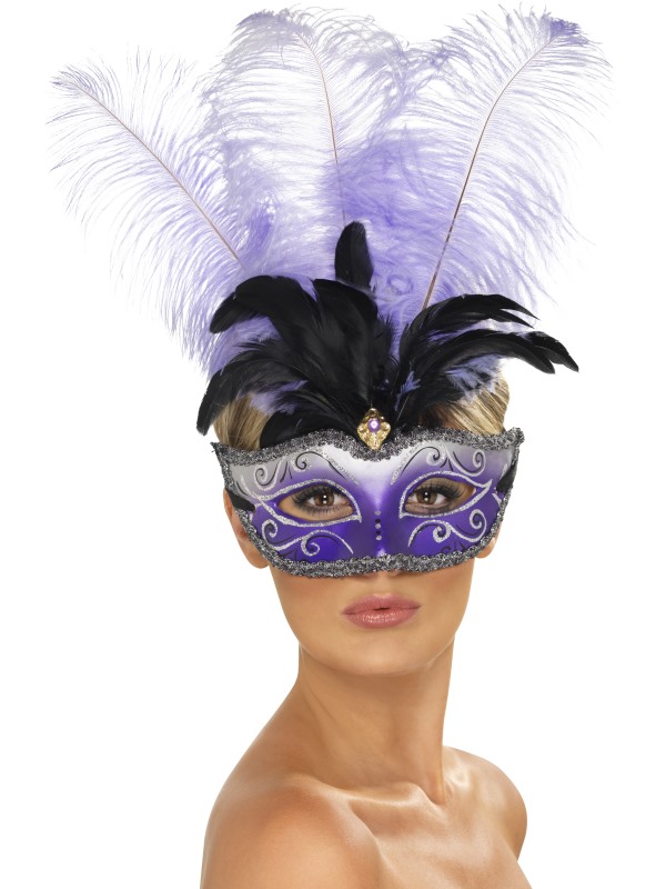 Läs mer om Venetiansk Mask med Fjädrar