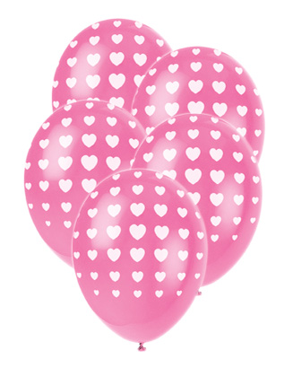 Rosa Ballonger med Hjärtan