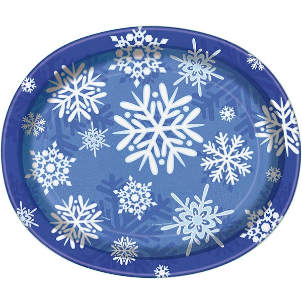 Winter Snowflake Oval Papptallrikar