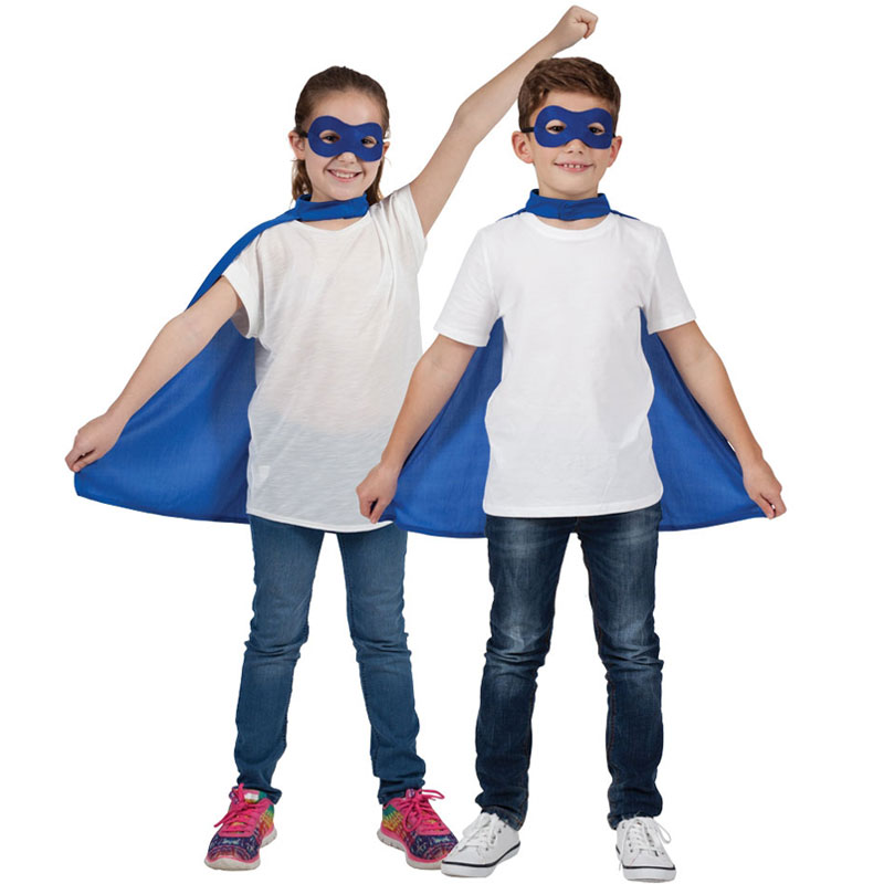 Läs mer om Superhjälte Blå Mantel med Ögonmask Barn