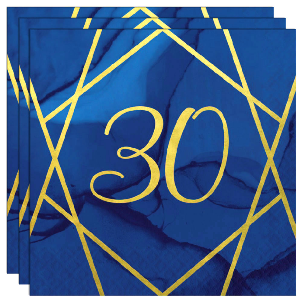30 Års Servetter Marinblå