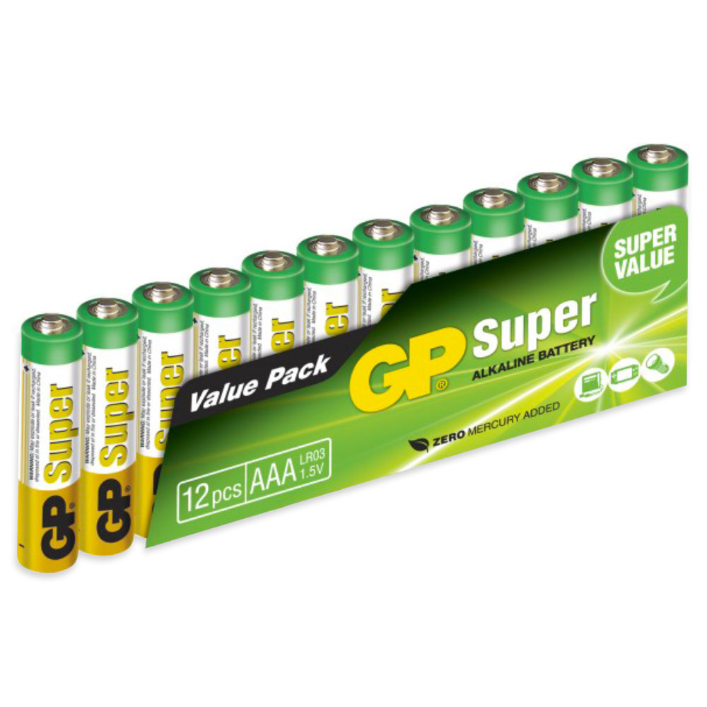 AAA-Batterier 12-pack GP Super Alkaline