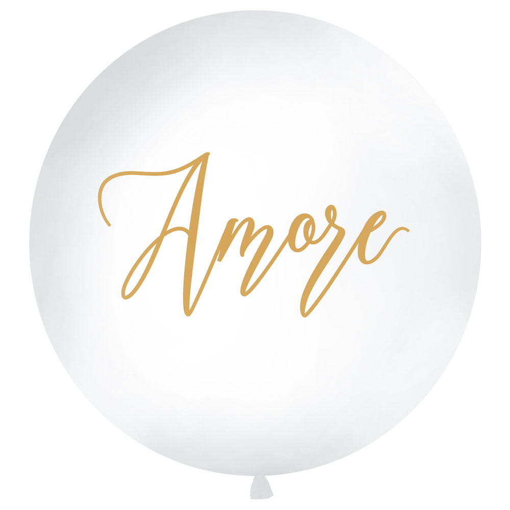 Läs mer om Amore Gigantisk Ballong Vit och Guld