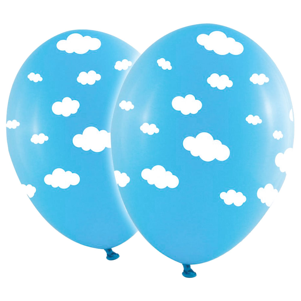 Läs mer om Baby Blå Ballonger med Vita Moln