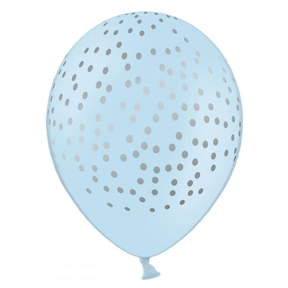 Läs mer om Baby Blå Latexballonger med Silverprickar