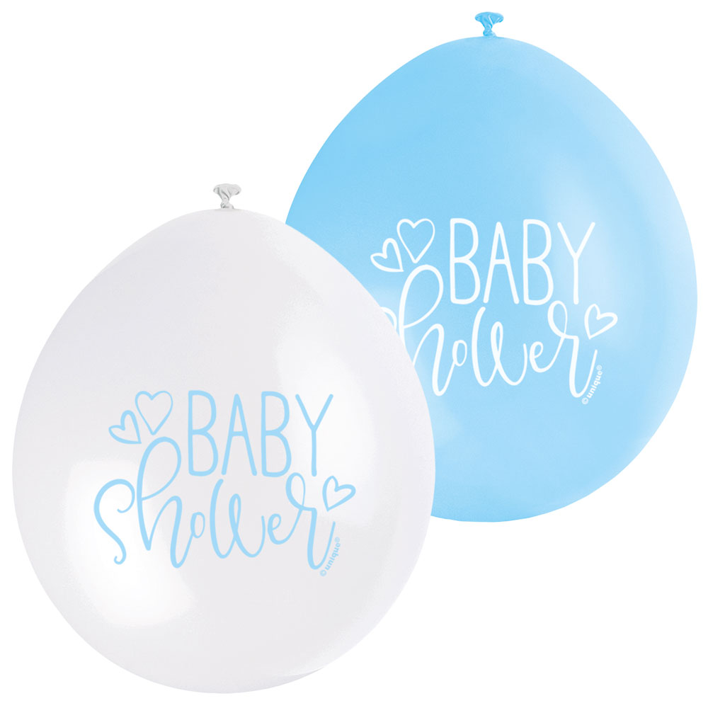 Läs mer om Baby Shower Ballonger Blå och Vit