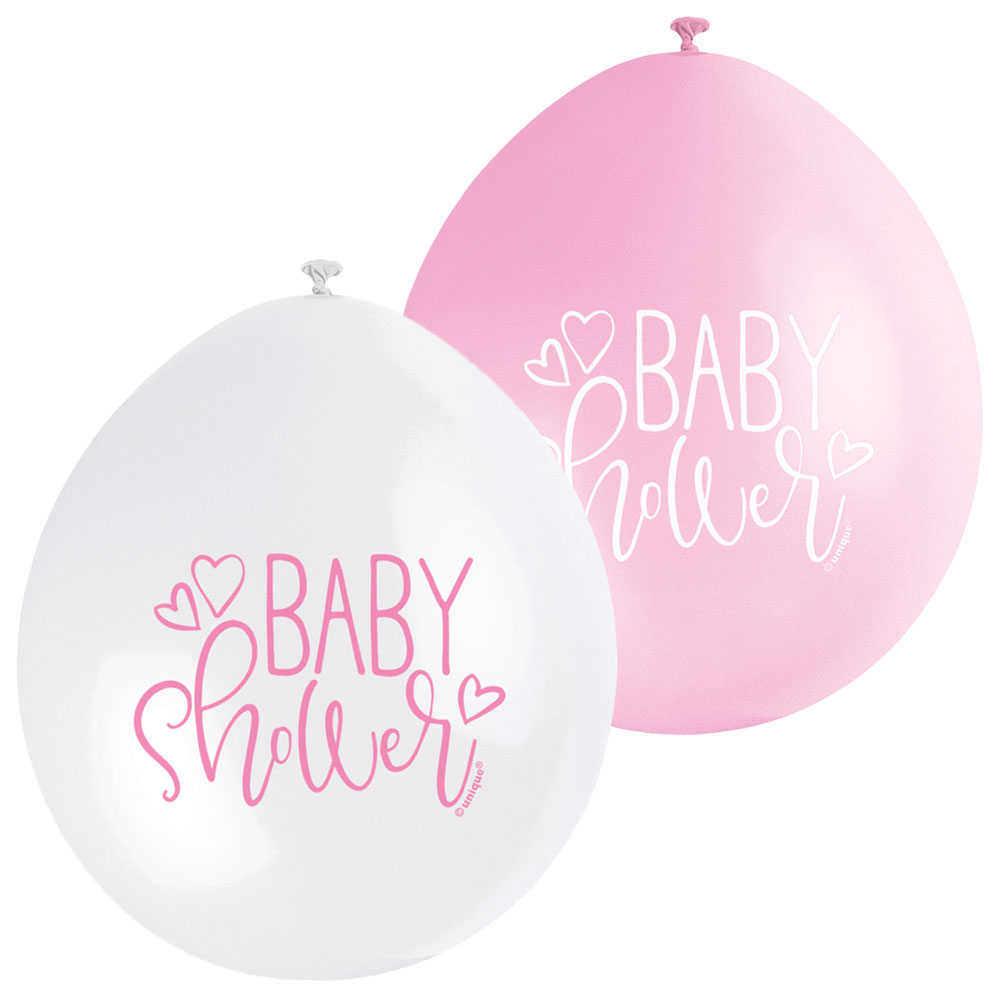 Läs mer om Baby Shower Ballonger Rosa och Vit
