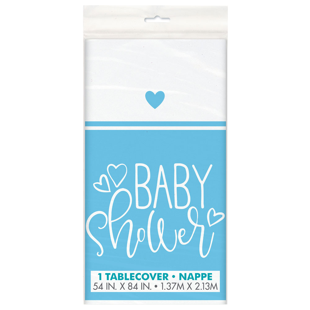 Baby Shower Bordsduk Ljusblå och Vit
