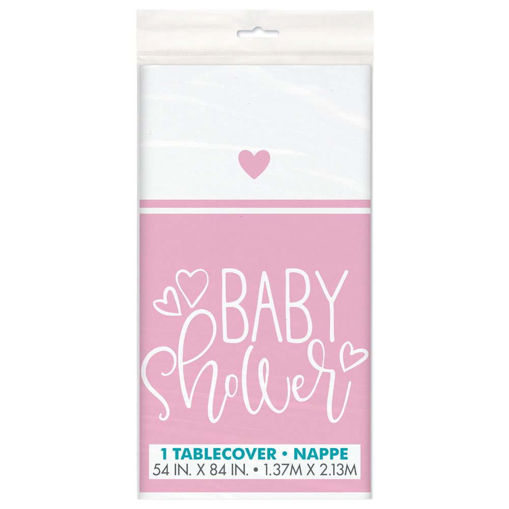Baby Shower Bordsduk Ljusrosa och Vit