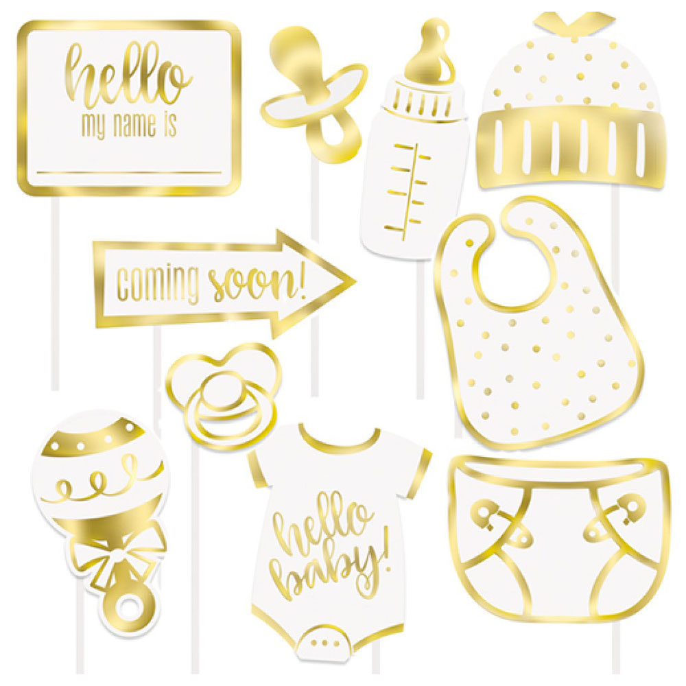 Läs mer om Baby Shower Foto Props Ljus Metallic Guld