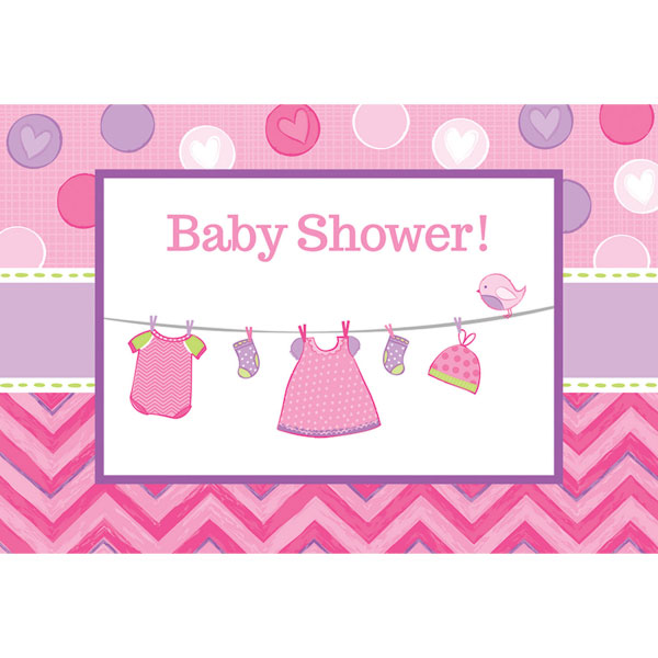 Läs mer om Baby Shower Its a Baby Girl Inbjudningskort