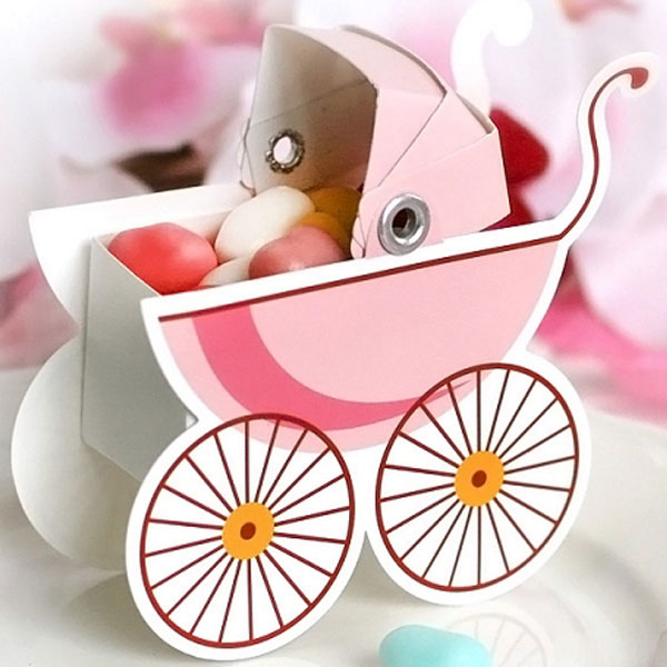 Baby Shower Presentaskar Barnvagn Rosa