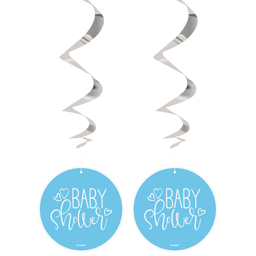 Läs mer om Baby Shower Swirls Ljusblå & Silver