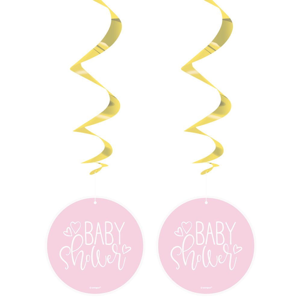 Läs mer om Baby Shower Swirls Ljusrosa & Metallic Guld