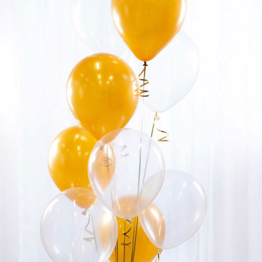 Ballongbukett Guld och Transparant