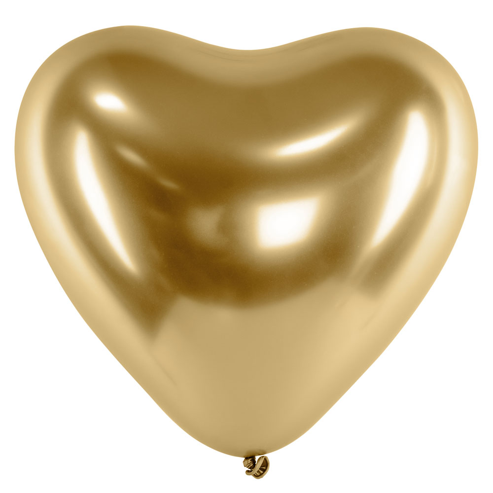 Läs mer om Chrome Hjärtballonger Guld 50-pack